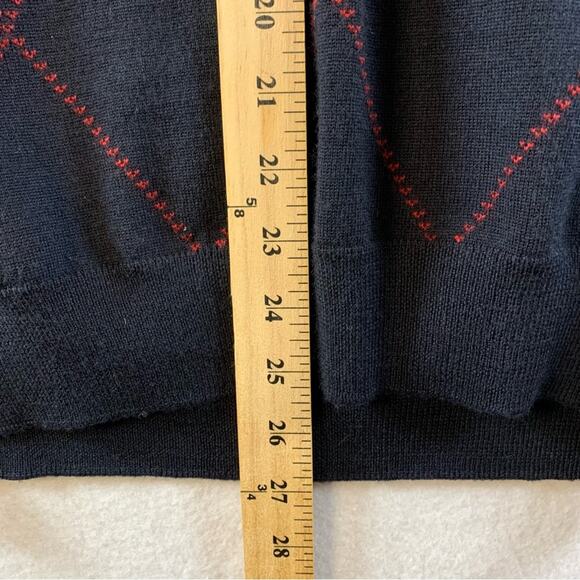 Vintage 90s Mens 100% Merino Wool Argyle Lattice Sweater Sz M Ivy League Preppy - Picture 5 of 7